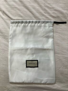 Gucci White Satin Dust Bag with Black Trim, OS